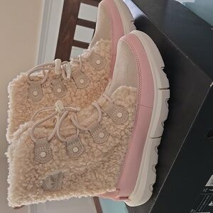 Sorel Kids' Fuzzy Pink and Cream Boots